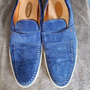 Santoni Men's Banker Stitch-Trim Suede Loafers